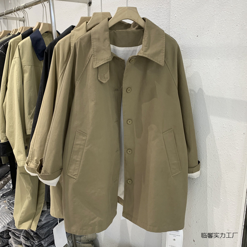 卡其色工装风衣女中长款2025春秋季新款韩系气质休闲简约外套临馨|undefined