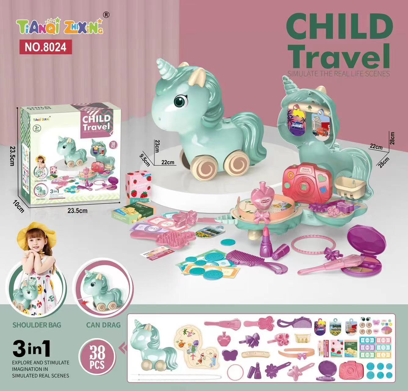 Fábrica personalizada para el juego de simulación pony de dibujos animados unicornio espalda hombro juguetes interactivos multifuncionales