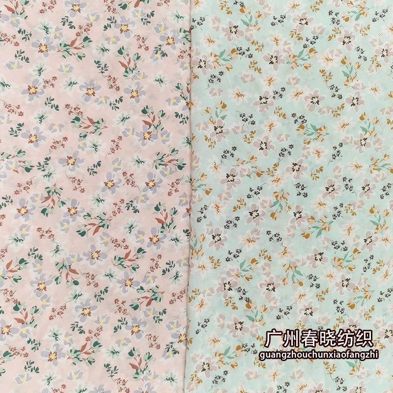 芙蓉麻印花 新款小清新小碎花布 女装连衣裙衬衫吊带裙鞋材花面料