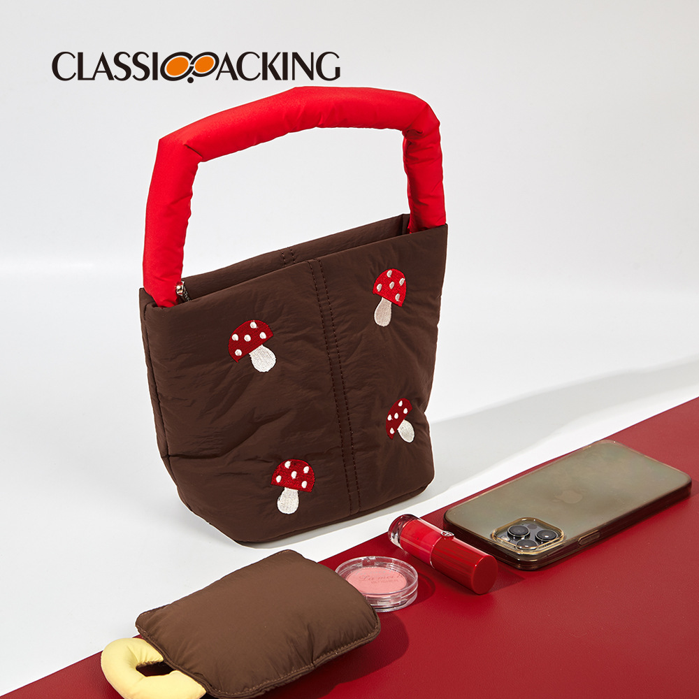 2023 nuevo bolso bordado impresión artesanal cubo bolsa japonés simple portátil bolso de las mujeres logotipo imprimible