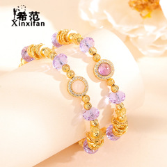 s925纯银紫色星辰盘缠手链女生高级感紫水晶碎银子手串送七夕礼物