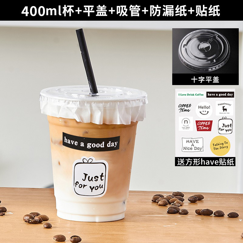 Taza de bebida fría PET desechable de té de leche, té de fruta de limón, café helado con taza de tapa de 98 calibre comercial al por mayor jugo de naranja