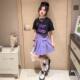 Girls' short-sleeved skirt fashionable summer T-shirt pleated skirt academic style suit Chinese children's western style summer two-piece suit.