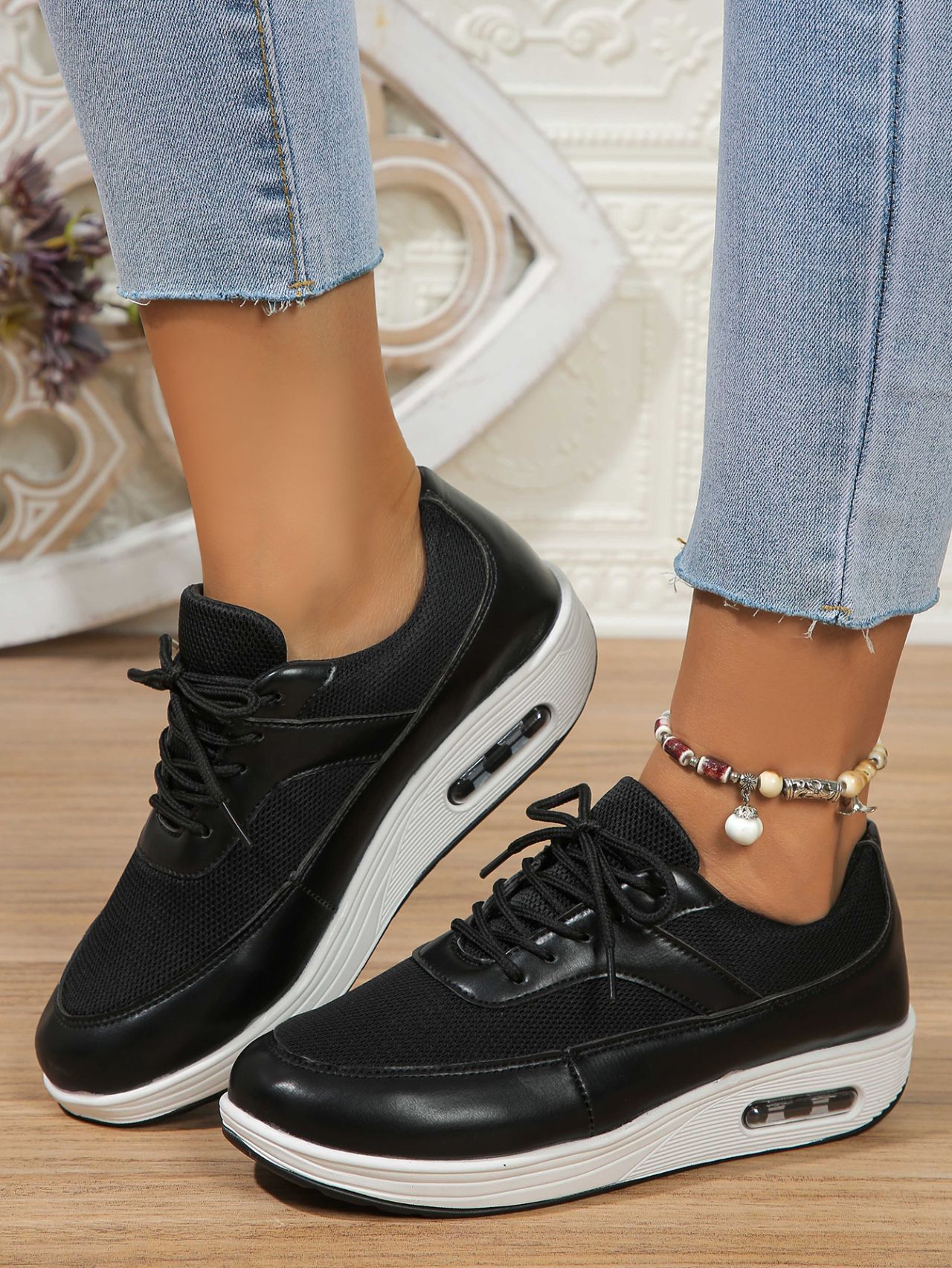 Zapatos de mujer, primavera y verano, zapatos deportivos de suela gruesa de malla para mujer, zapatos de balanceo, zapatos de fitness, zapatos de plataforma, zapatos casuales_voghion.com