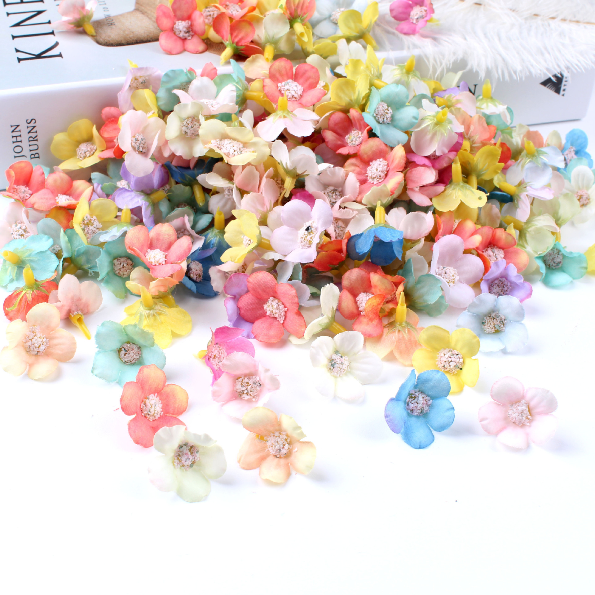 New Flower 2cm multicolor daisy flower head mini silk flower artificial flower garland scrapbooking accessories home wedding decoration