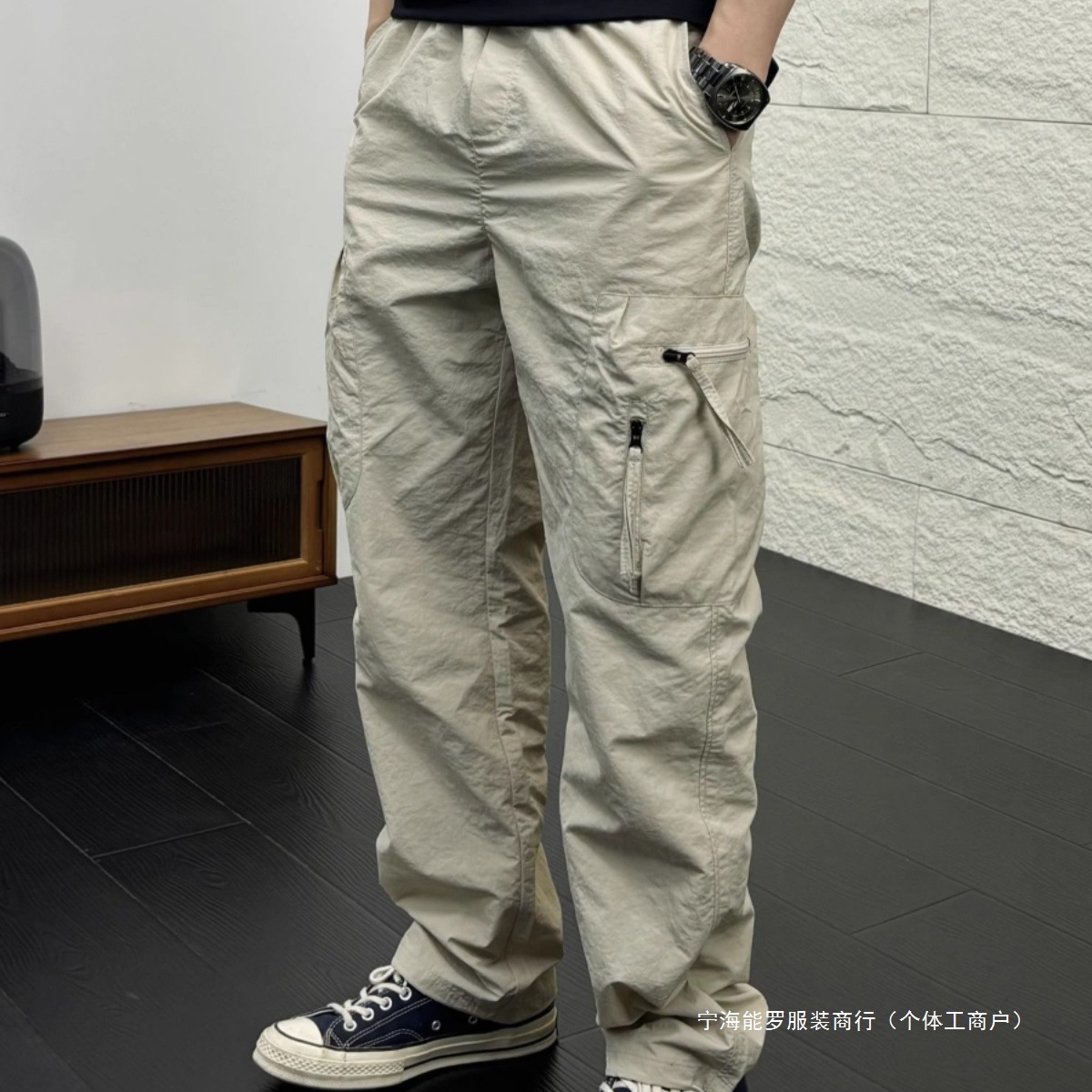 American Casual Textured Straight-Leg Paratrooper Cargo Pants for Men, Multi-Color, Three-Dimensional Cut, Multi-Pocket Spliced Casual Pants