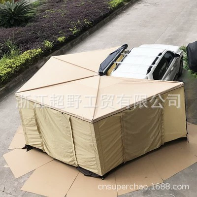 Avtomobil yan çətirləri: Rainproof Sunshade Side Tent - excluding-the-canopy-270-fan-shaped-canopy-with-khaki-outer-fabric-and-black-vinyl-inner-fabric-2m