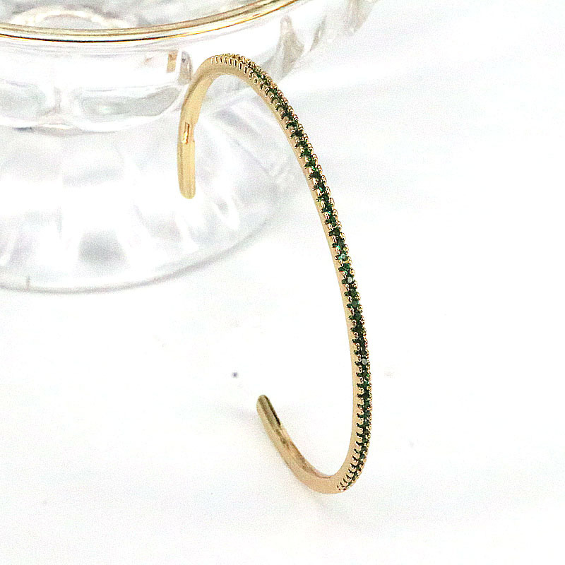 Fashion Geometric Copper Gold Plated Zircon Bangle