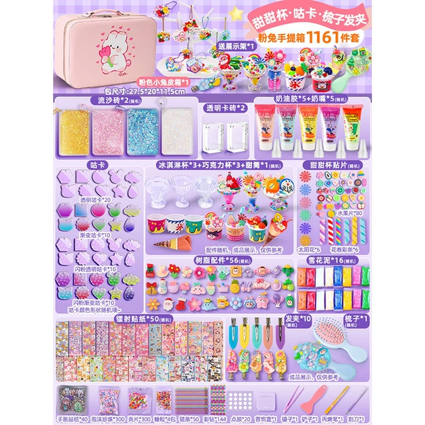 Fuchsia set, hairgrip, brush, stand, 1161 pieces