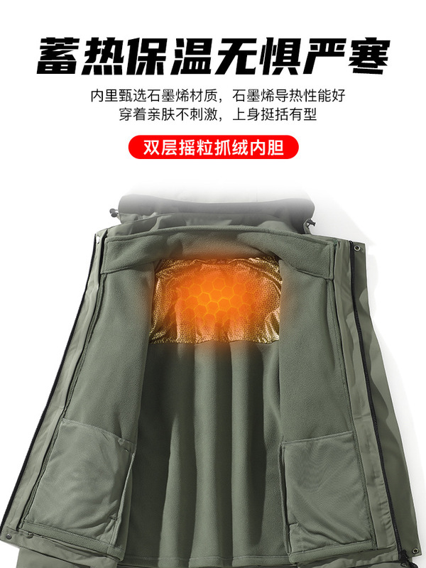 户外冲锋衣男三合一可拆卸宽松透气防风防水加绒加厚登山服女外套|undefined
