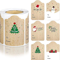 新品6デザイン長方形異形クラフトクリスマスステッカー祝日装飾自己接着ギフトラベル