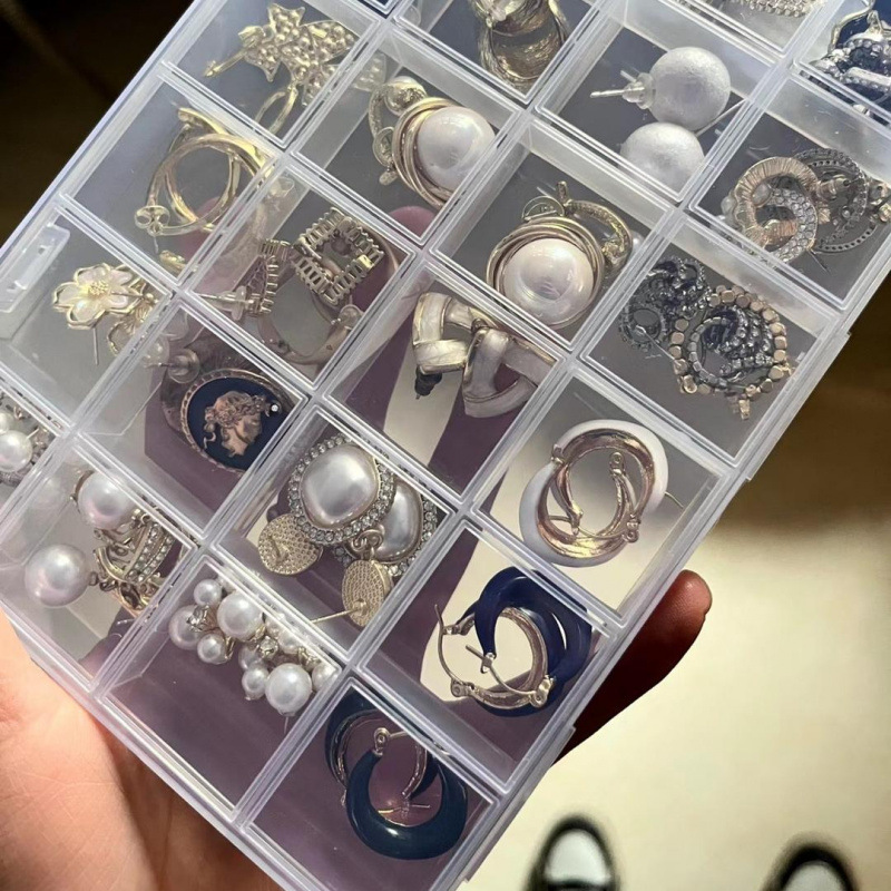 新疆可发-diy饰品串珠透明首饰美甲盒固定收纳盒戒指项链耳环发饰
