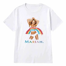 夏季时尚印花t恤球迷礼物服装女式t恤玛丽亚·凯莉t恤女式短袖短