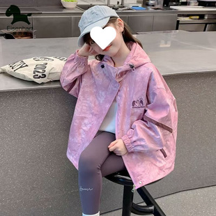 2025 New Girls' Jacket Autumn Fashionable Stylish Children's Coat Girls' Spring and Autumn Hooded Sports Top
