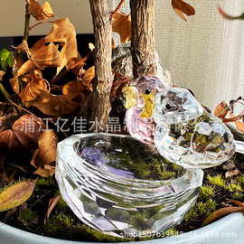 创意家居装饰摆件水晶鸟巢双鸟碗鸟器皿情侣鸟窝水晶工艺品摆件