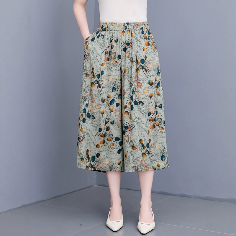 2026 Summer New Cotton Wide-Leg Pants Casual Pants Plus Size Young Style Mom's Cropped Trendy Pants Slimming Effect 2026 Summer New Cotton Wide-Leg Pants Casual Pants Plus Size Young Style Mom's Cropped Trendy Pants Slimming Effect