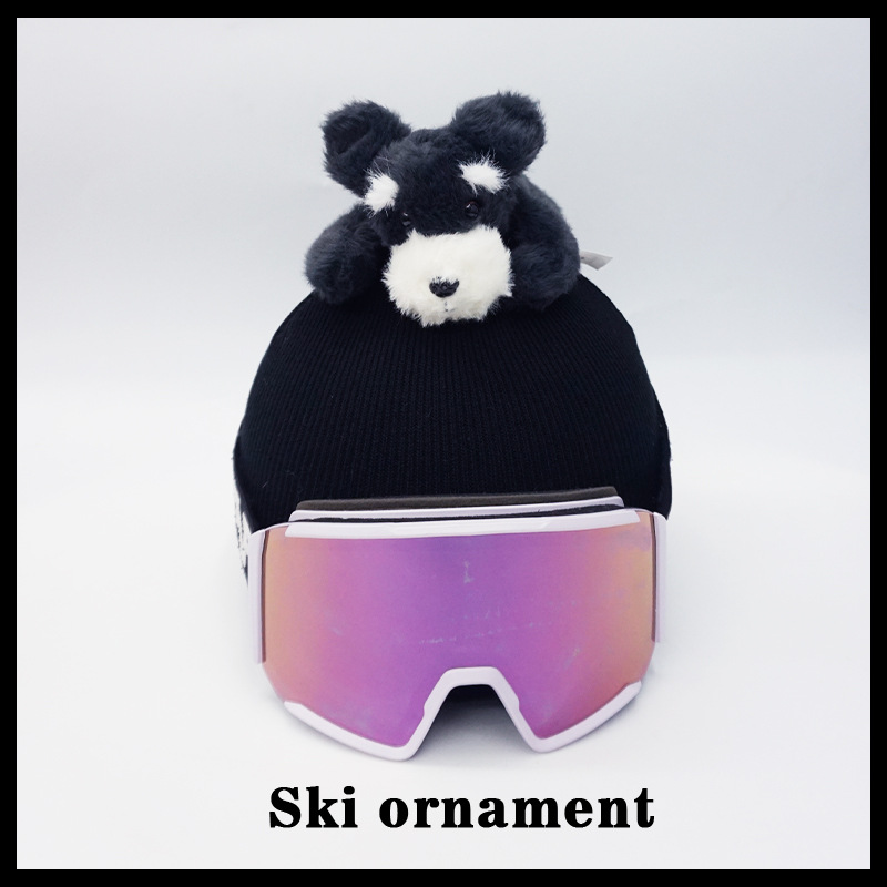 Personalized Lying Schnauzer Decorations Single Board and Double Board Accessories Ski Helmet Cover Handmade Cold-Proof Pullover Hat