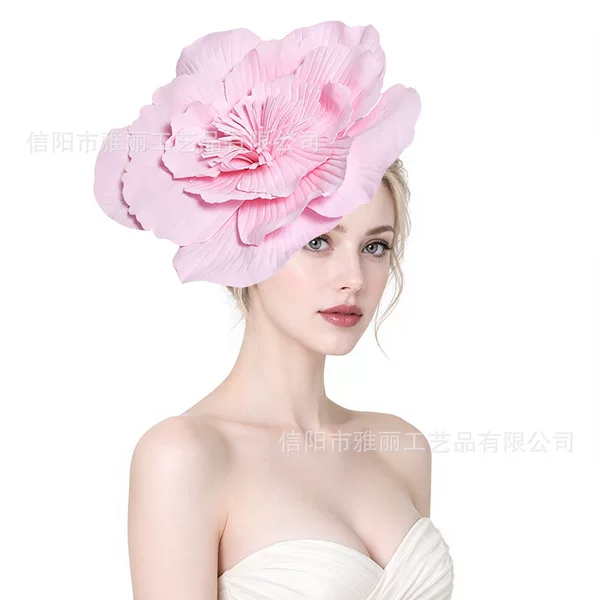 Exaggerated European and American headwear, bridal large flower fascinator, hair accessory for women's ball, stage performance, horse racing festival headband