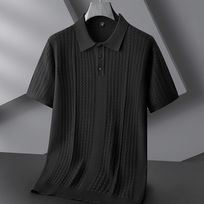 Fat brother in autumn and winter 2024 new men's plus fat plus size lapel short sleeve sweater men's fashionable fat knitting