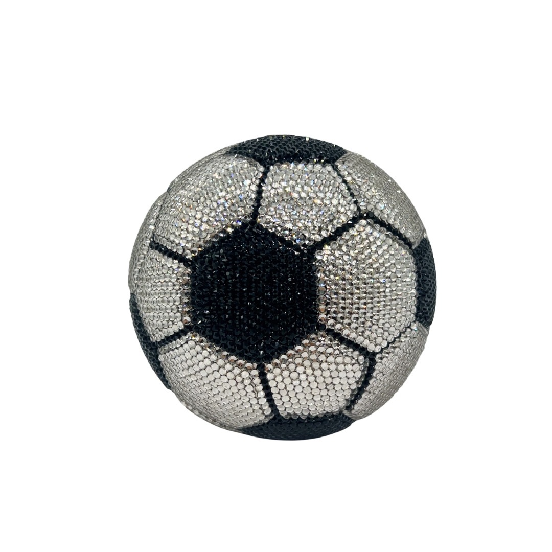 Bolsa de cristal transfronteriza llena de diamantes cena ligera de lujo fondo plano taladro banquete de fútbol bolso de mano de mujer en blanco y negro