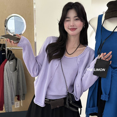 thelimon柠檬绿茶秋季设计感吊带背心加慵懒针织开衫套装女两件套