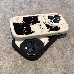 黑白貓咪適用小米14pro小羊皮13u手機殼紅米k70新60高級感note12