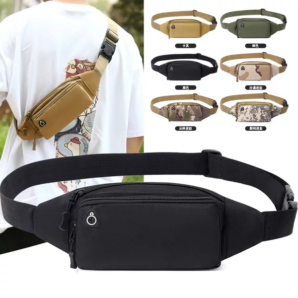 Multi-functional outdoor leisure canvas waist bag New Sports running mobile phone chest Bag Men's anti-splashing business cash register bag