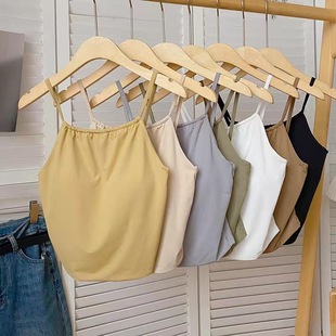 Ice Silk small sling pure desire style vest women's summer inner wear beauty back short tube top with chest pad bottoming outer wear top