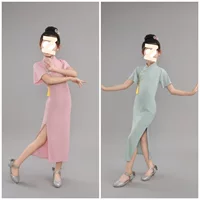 Детские классические детские костюмы для выступлений в китайском стиле Cheongsam, детские танцевальные костюмы с зонтиком для этнических танцев