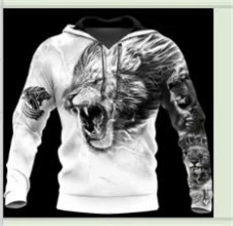 2024 Europa y América Primavera y otoño Moda nuevos hombres Viking Myth Series Cool Armor Print 3D Sudadera con capucha