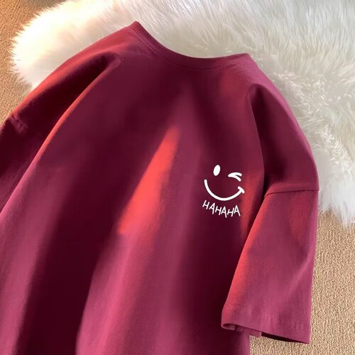Teenagers loose short-sleeved men's round collar summer new T-shirt men's breathable print Logo base shirt top