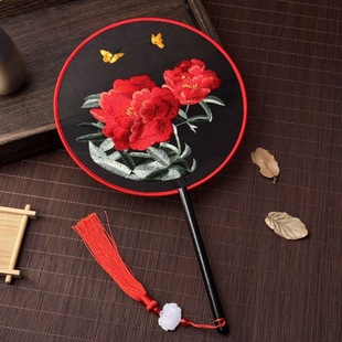 Suzhou Embroider Double-sided Embroidery Round Fan Wrapped with Silk Edges, Ancient Style Han Dynasty Dance Cheongsam Special Fan, Classical Craft Fan, Free Shipping