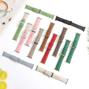 Suitable for Apple Apple iWatch10SE9876 Lambskin High Color block Leather Strap Fashion Classic