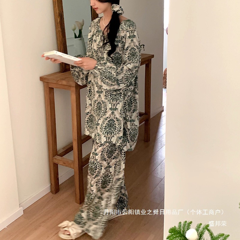 厂家直销睡衣女绵绸薄款家居服可外穿加肥加大200斤可穿棉绸套装|undefined
