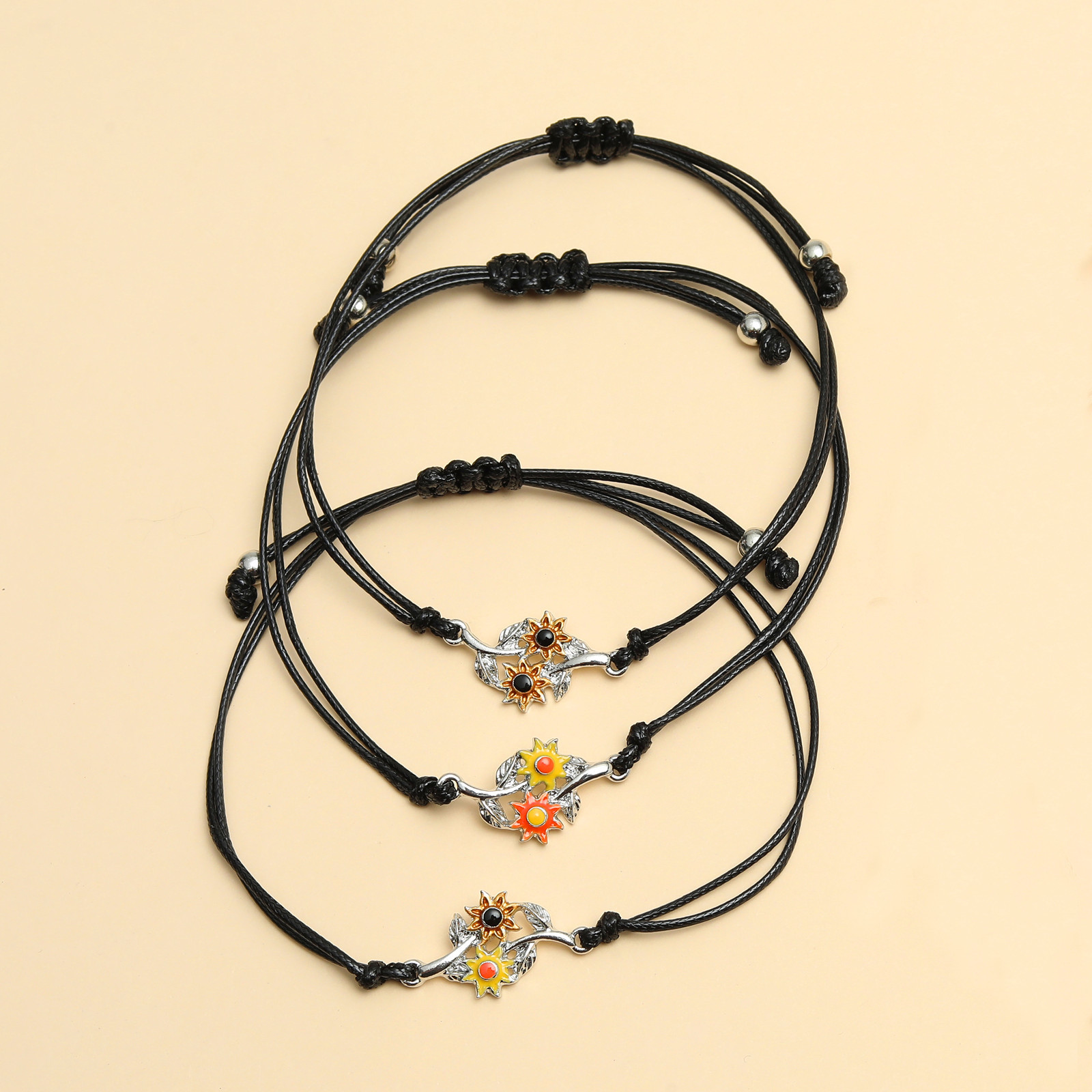 3 Pieces Simple Style Flower Alloy Knitting Enamel Womenu0027S Bracelets