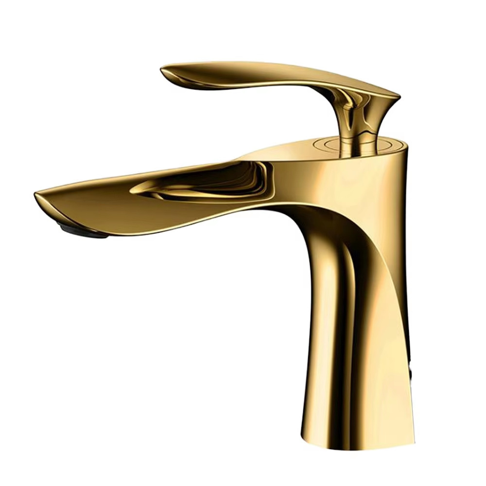 Grifo de lavabo dorado de cobre transfronterizo, baño de lujo ligero cepillado en caliente y frío, alto, negro, blanco, gris, dragón
