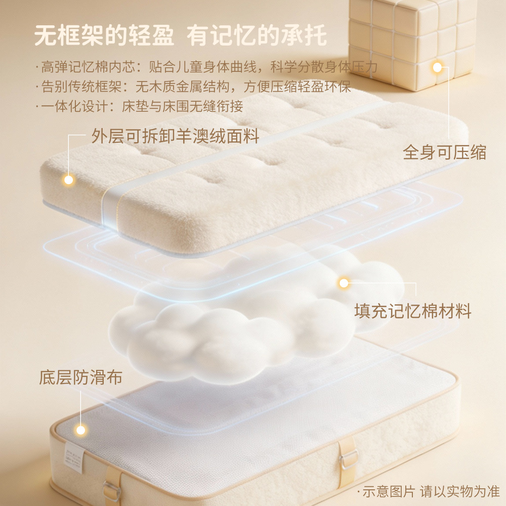 Jardín de infantes transfronterizos colchón plegable sofá cama cama de almacenamiento en una cama de doble uso cama pequeña para niños esponja de alta densidad