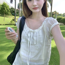实拍 韩里韩气轻盈小衫2025夏季韩版小清纯氛围小女清透小上衣女