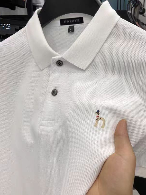 정품 하지아 남성 반팔 티셔츠 여름 중년용 라펠 심플 루즈핏 얇은 다용도 캐주얼 폴로셔츠