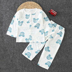 ベビーエアコン服セット夏の薄い綿の長袖パジャマ