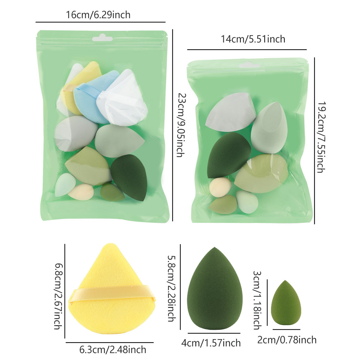 Huevos de maquillaje de macarrón transfronterizos 11 piezas de polvo conjunto de polvo de maquillaje húmedo no comer polvo esponja de maquillaje huevo de maquillaje de color