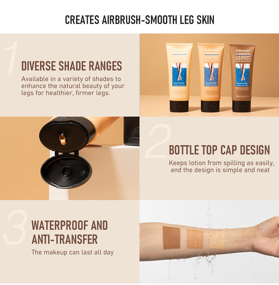 Cross-border lakerain LEG MAKEUP, golden-brown skin tone, leg highlights, leg makeup Specification drawing