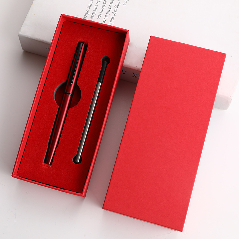 Juego de alta calidad rojo regalos de negocios metal bolígrafo de firma bolígrafo personalizado logotipo publicitario bolígrafo neutro