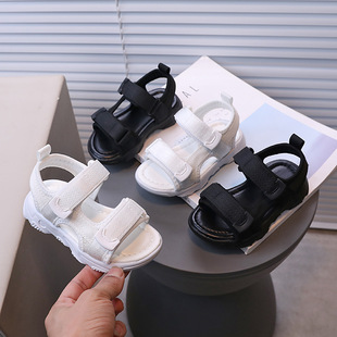 Girls' Open Toe Beach Sandals Summer New Children's Solid Color Soft-soled Casual Toddler Shoes Korean Style