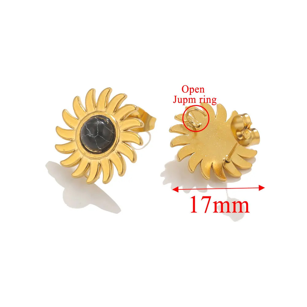 Pendientes de girasol de piedra natural de acero inoxidable pendientes de acero de titanio pendientes de piedra Ojo de Tigre pendientes de accesorios de joyería DIY