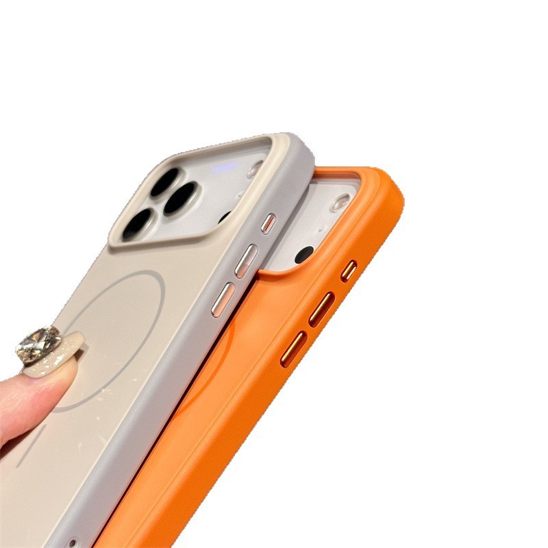 适用苹果16promax大孔纯色优盾手机壳iPhone17轻薄磨砂肤感磁吸壳|undefined