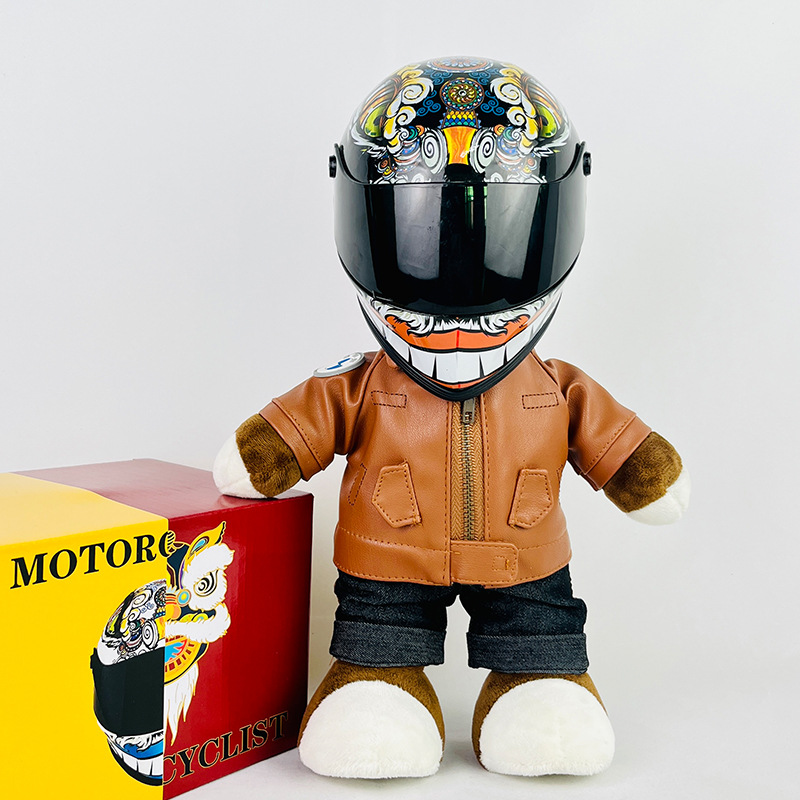 Coche eléctrico colgante oso muñeca casco cuero juguete coche tronco montar decoración 4S reparación tienda locomotora muñeca