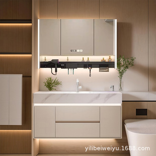 Hot -bent rock board integrated bathroom cabinet luxury disinfection intelligent mirror cabinet combination toilet toilet toilet, washbasin cabinet