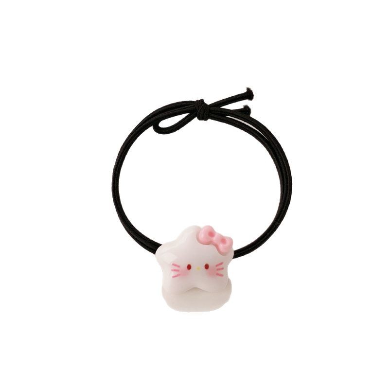 Lindo gato estrella dibujos animados cuerda para el cabello niña cuerda para el cabello pareja novia estudiante banda de goma novio Mori anillo para el cabello