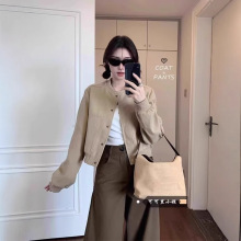 卡其色毛呢棒球服短外套女秋季新款小个子短款高级感气质夹克